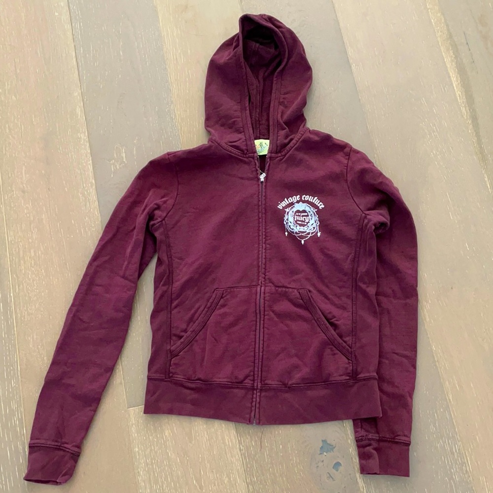 Juicy Couture Maroon Zip Hoodie Track Jacket